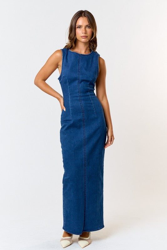 Sleeveless Maxi Denim Dress Dimer The Brand Sleeveless Maxi Denim Dress Dimer The Brand