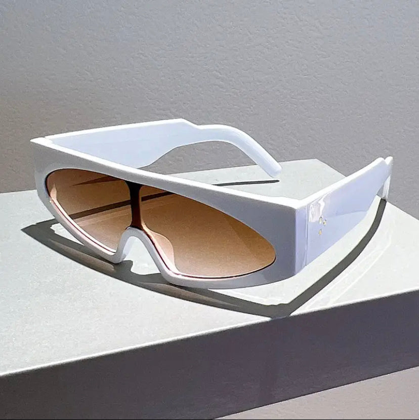 Gafas de sol con montura cuadrada oversize en blanco
