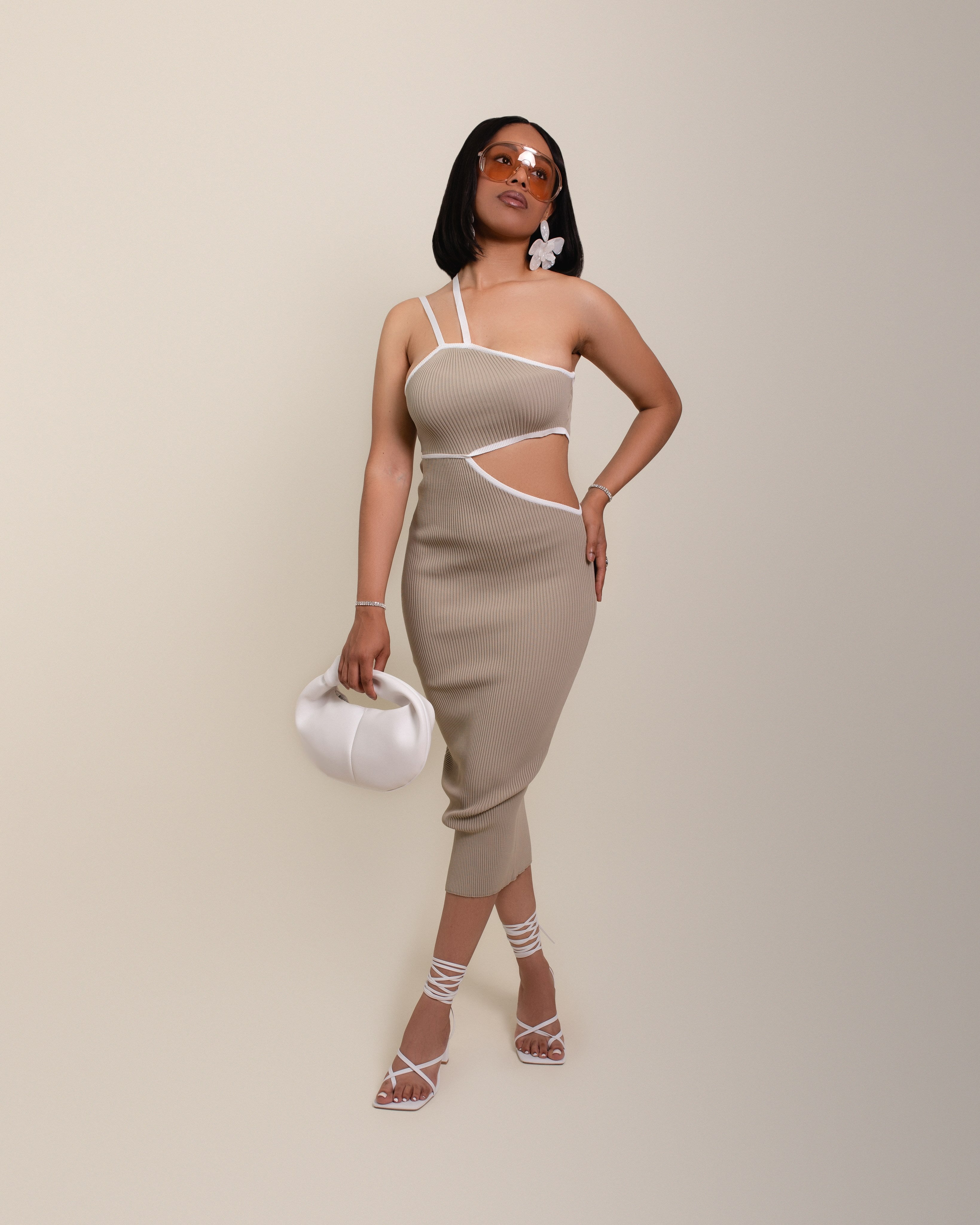 One Shoulder Cut Out Midi Dress Dimer The Brand