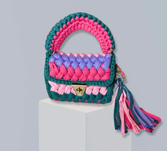 Color-Block Crochet Mini Bag