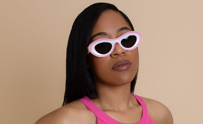 Pink Two-Tone Retro Sporty Sunglasses