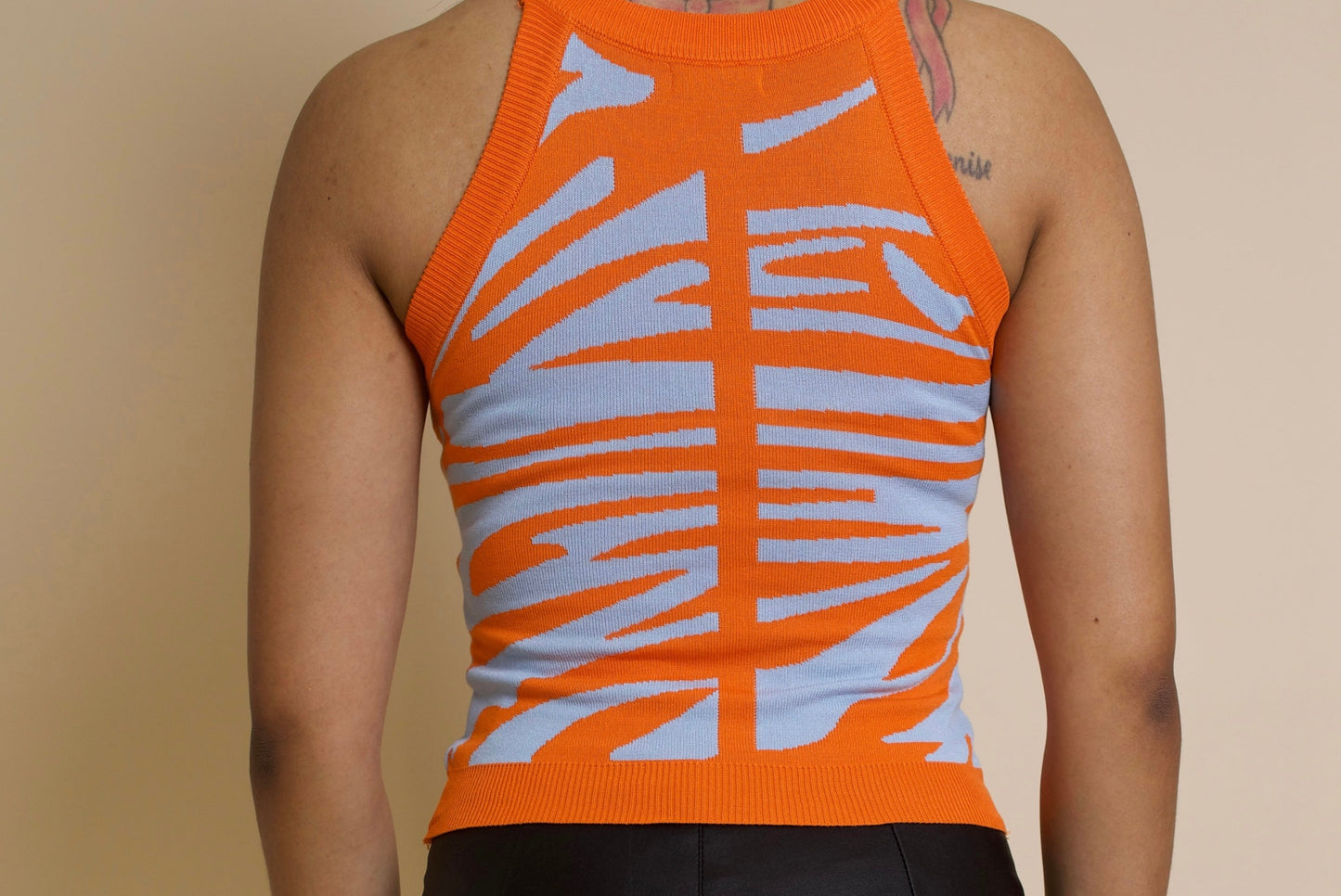 Orange Zebra Print Knit Top